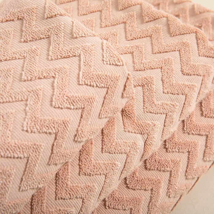 Zigzag Hand Towel 30x40 cm ECRU/DARK SALMON