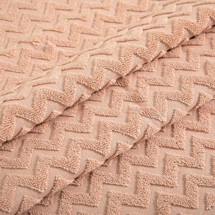 Zigzag Hand Towel 30x40 cm ECRU/DARK SALMON