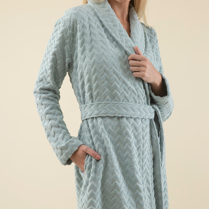 Zigzag Women Bathrobe Aqua