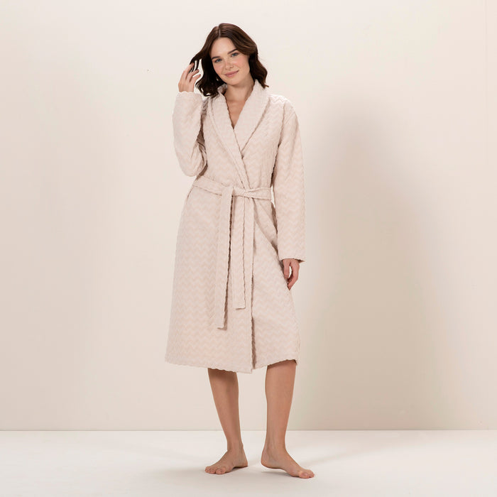 Zigzag Women Bathrobe Beige