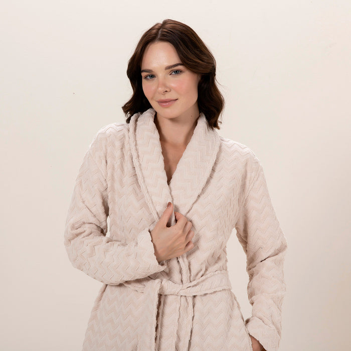 Zigzag Women Bathrobe Beige