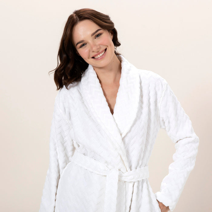 Zigzag Women Bathrobe White