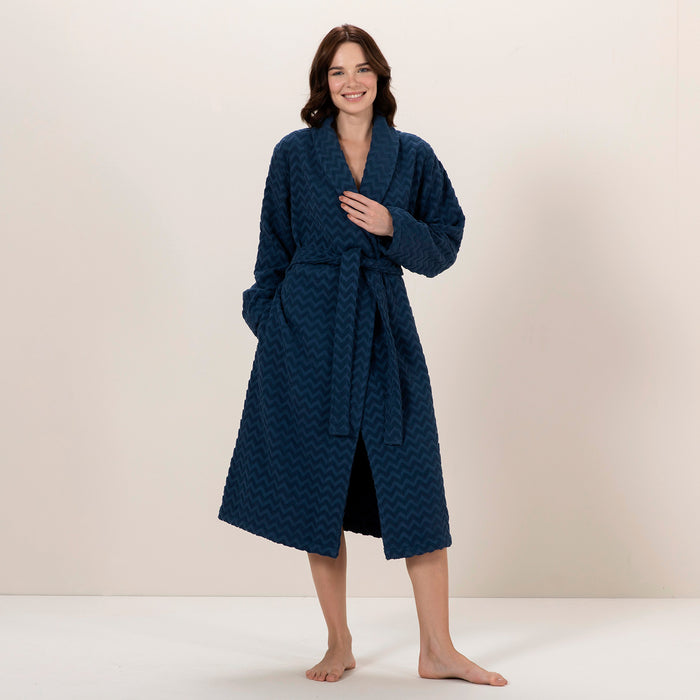 Zigzag Women Bathrobe MARINE BLUE