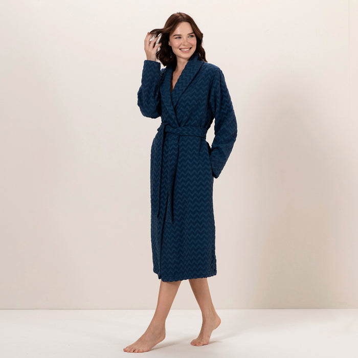 Zigzag Women Bathrobe MARINE BLUE