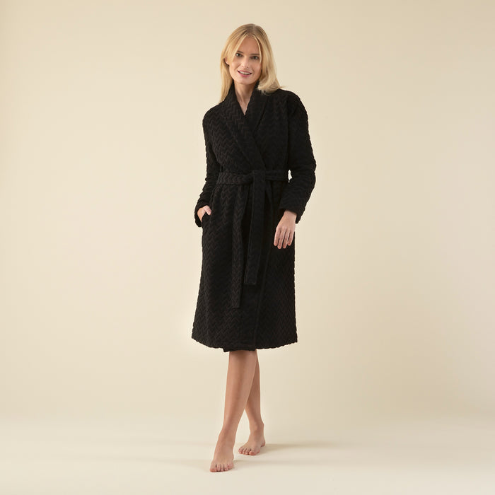 Zigzag Women Bathrobe Black