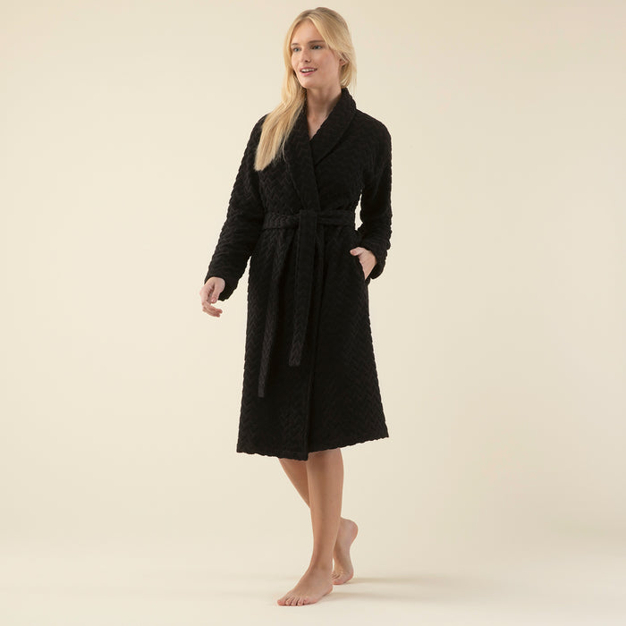 Zigzag Women Bathrobe Black