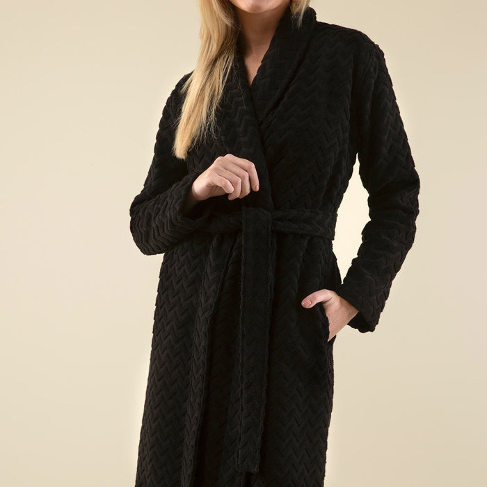 Zigzag Women Bathrobe Black