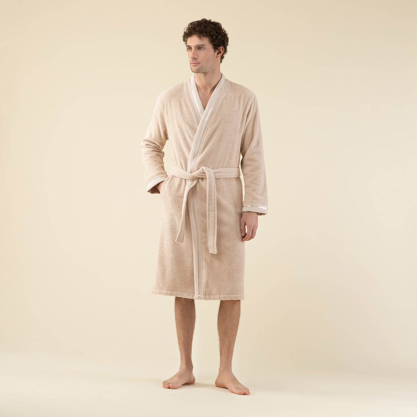 Chic Men Bathrobe Beige