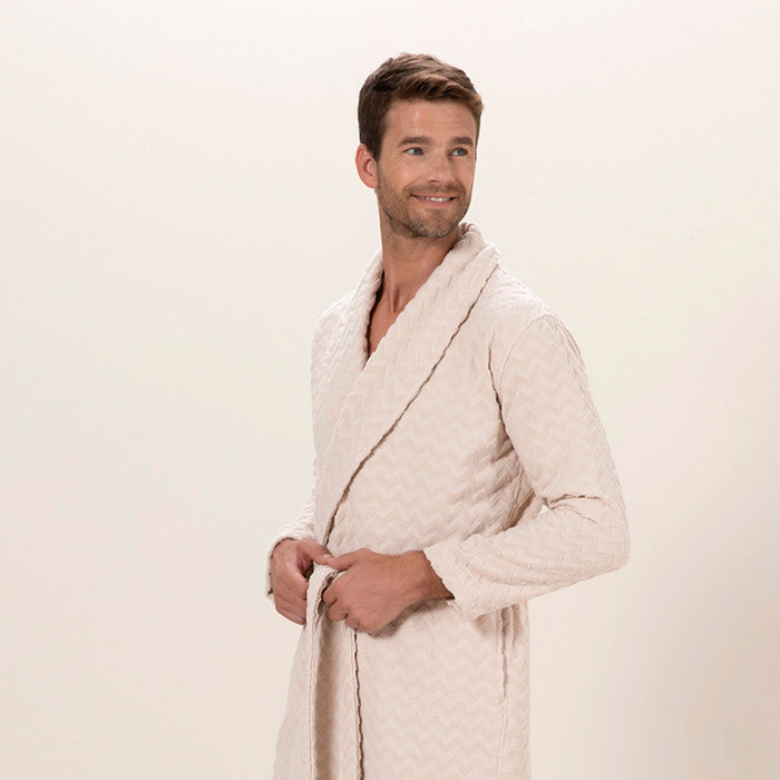 Zigzag men Bathrobe Beige