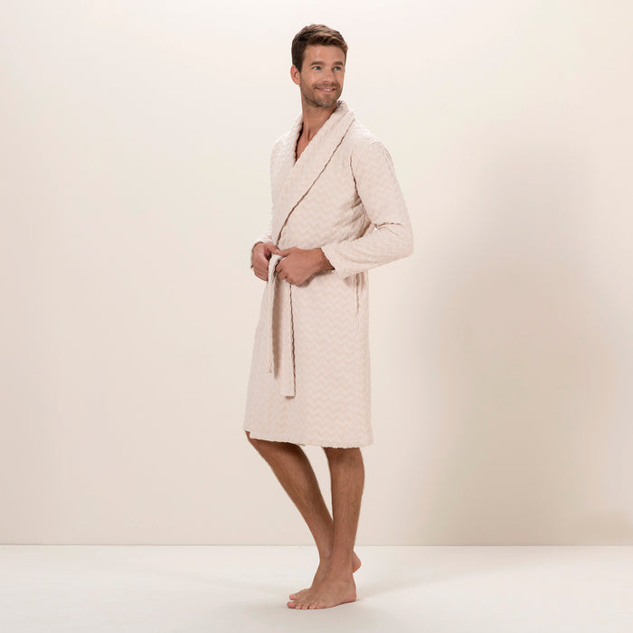 Zigzag men Bathrobe Beige