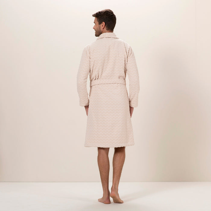 Zigzag men Bathrobe Beige