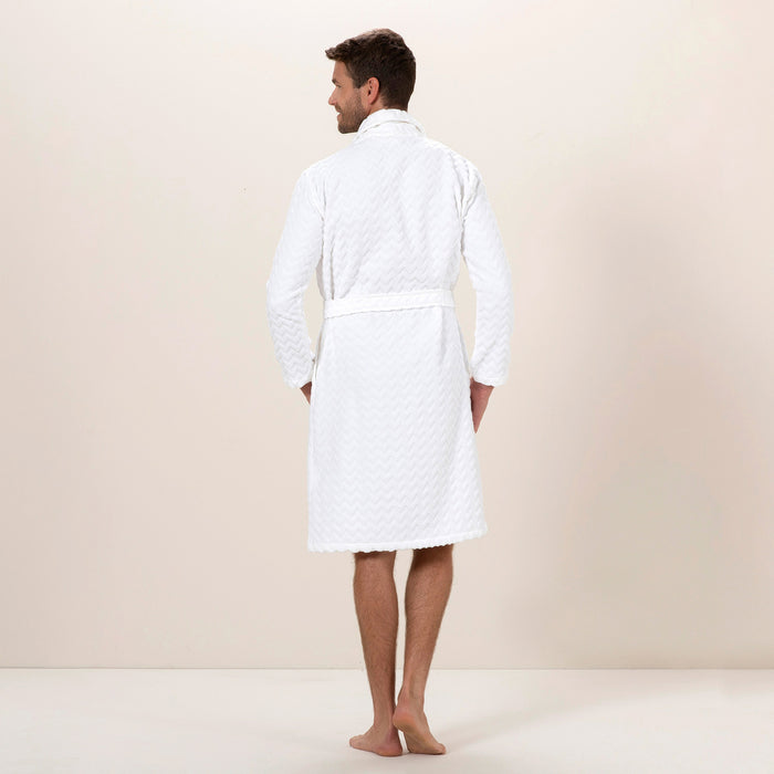 Zigzag men Bathrobe White