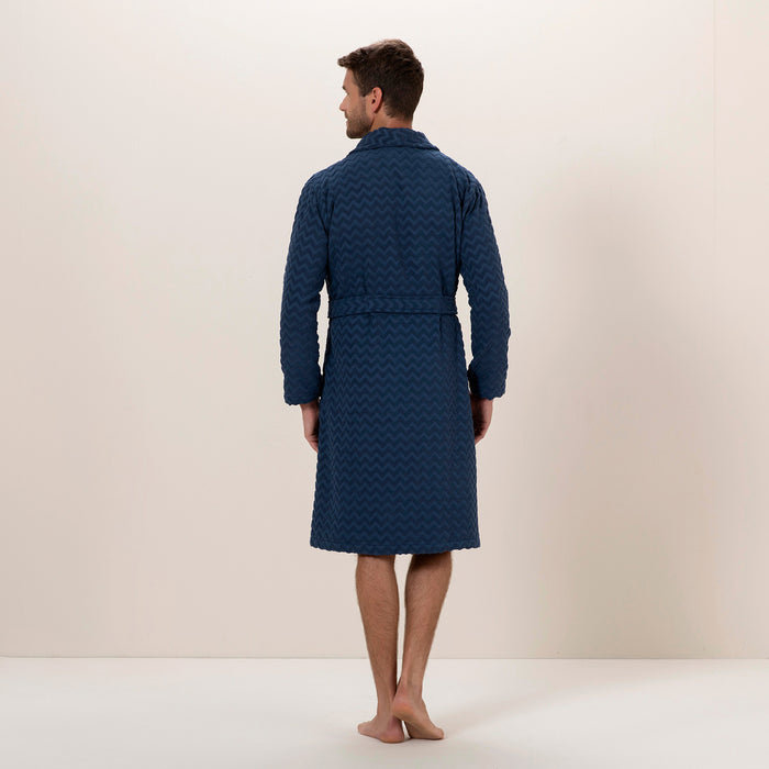 Zigzag men Bathrobe MARINE BLUE