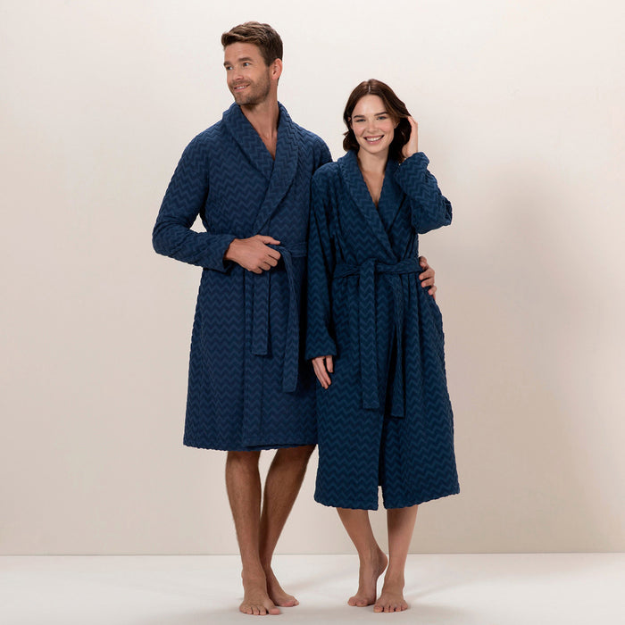 Zigzag men Bathrobe MARINE BLUE