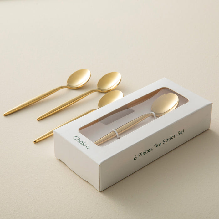 Elina 6 Pieces Tea Spoon Set Shiny Gold