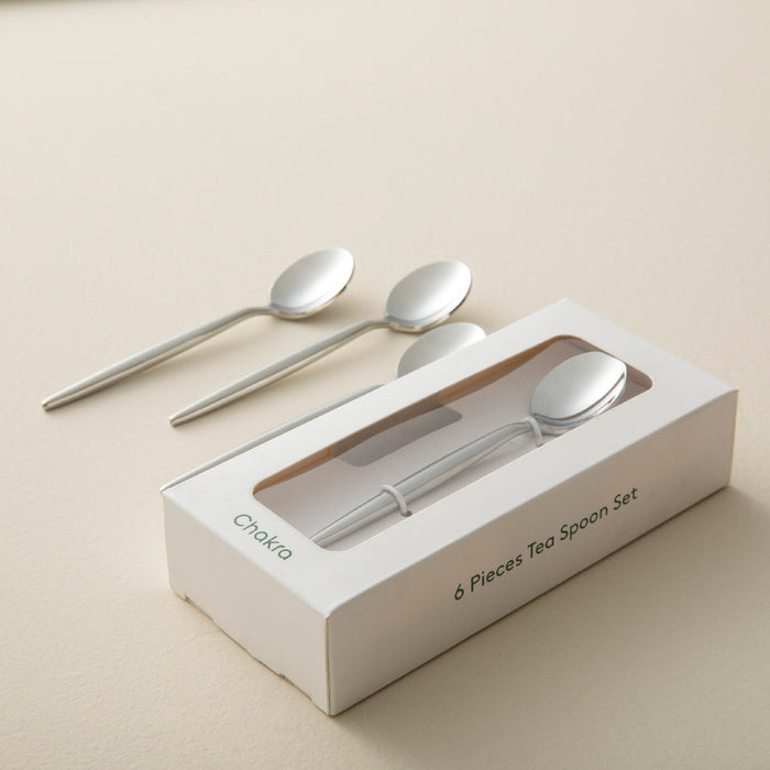 Elina 6 Pieces Tea Spoon Set Semi Matt Silver