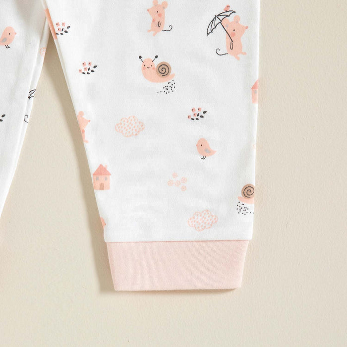 Bird Single Leggings White-Pink