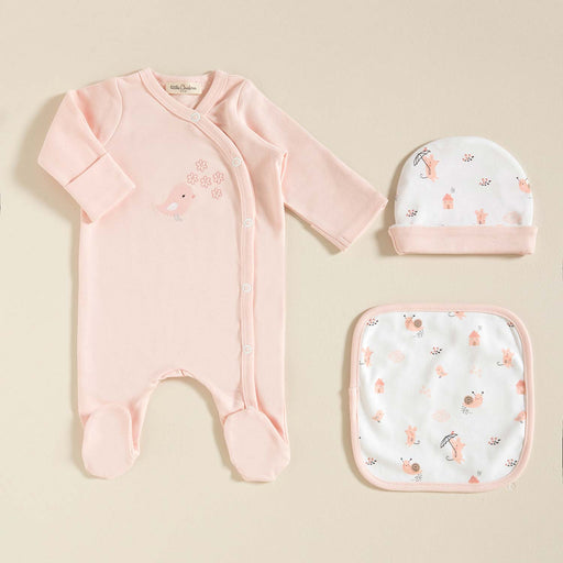Bird Newborn Set 3Pcs White-Pink