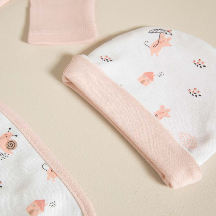 Bird Newborn Set 3Pcs White-Pink
