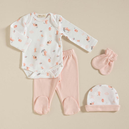 Bird Newborn Set 4Pcs White-Pink