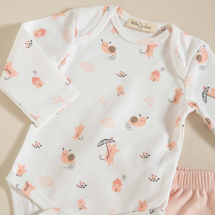 Bird Newborn Set 4Pcs White-Pink