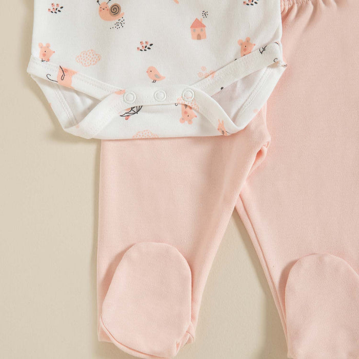 Bird Newborn Set 4Pcs White-Pink