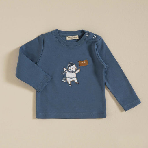 Bear Single Long Sleeve Tops Navy Blue