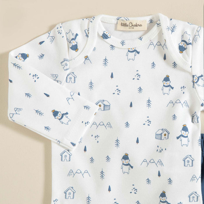 Bear %100 Cotton Baby Newborn Set 4 Pieces White-Navy Blue