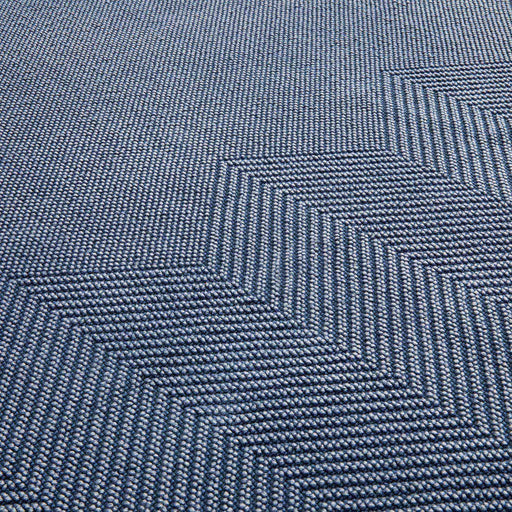 Zigzag Cotton decorative Carpet 150x200  cm MARINE BLUE