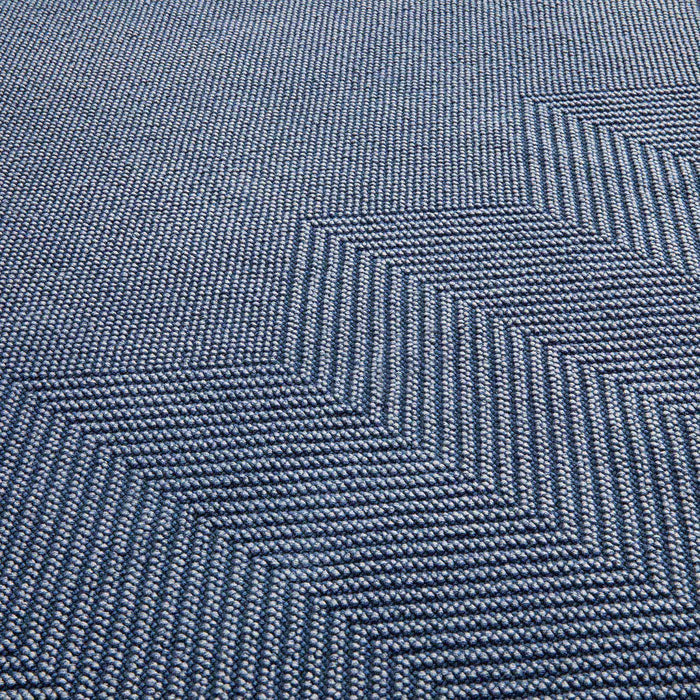 Zigzag Cotton decorative Carpet 150x200  cm MARINE BLUE