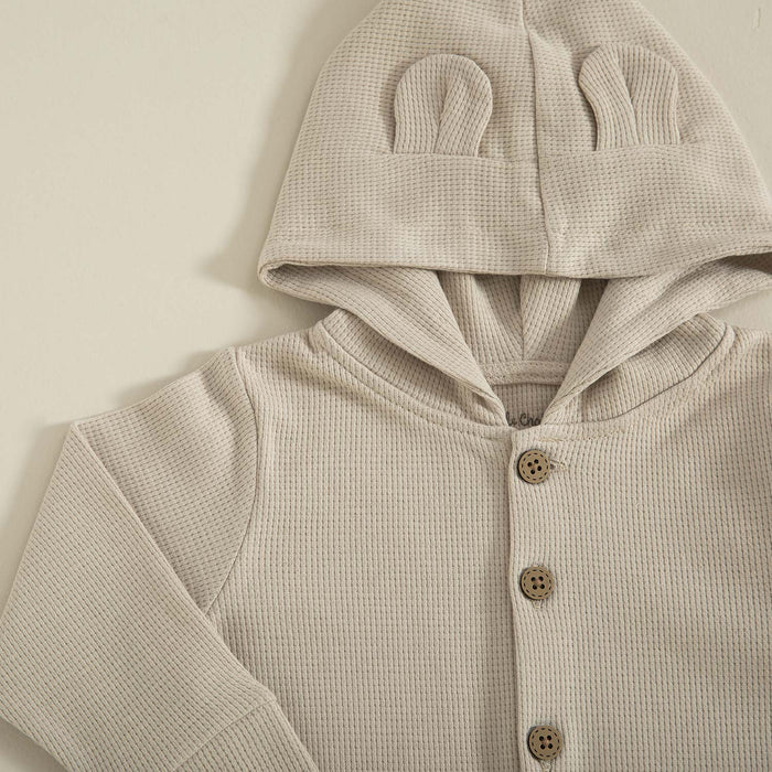 Organic Waffle Hooded Jumpsuit Stone