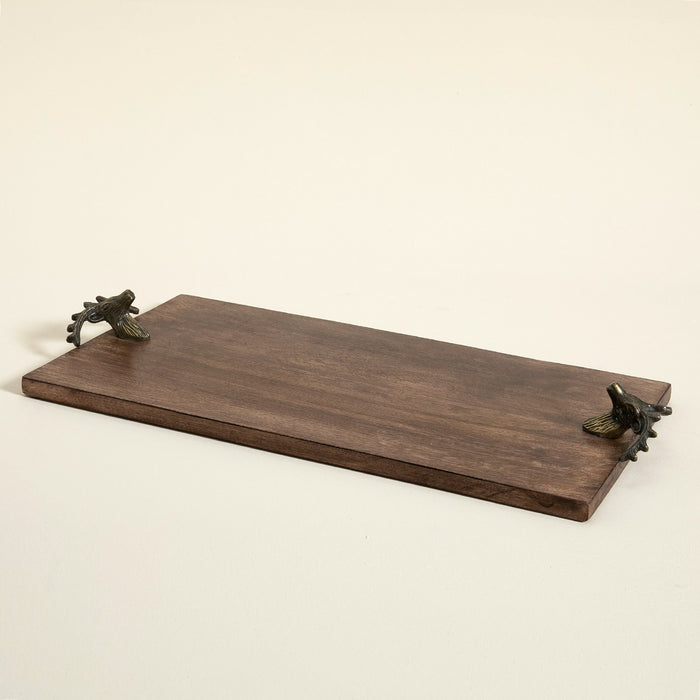 Rect. Tray W Deer Handles Natural