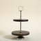 2 Tier Cake Stand W Metal Band Natural