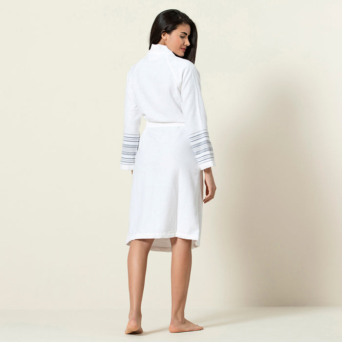 Derin Bamboo Unisex Bathrobe White-Blue