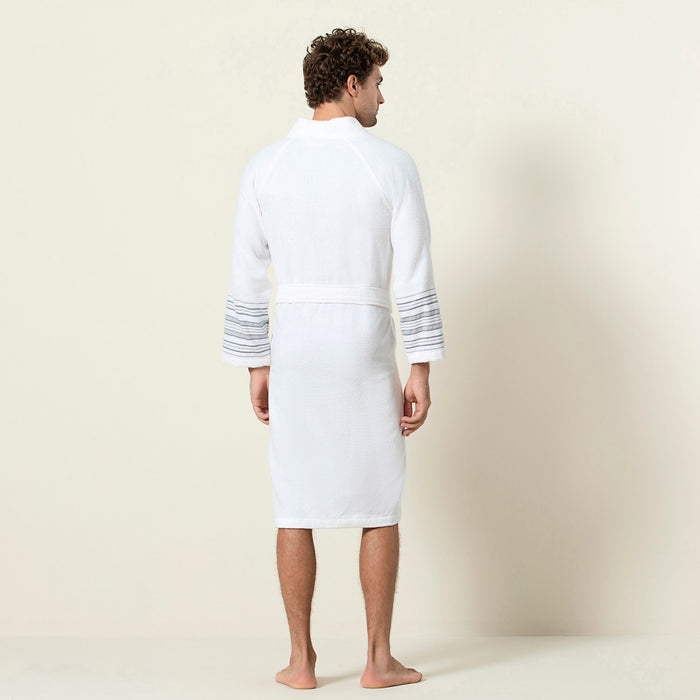 Derin Bamboo Unisex Bathrobe White-Blue