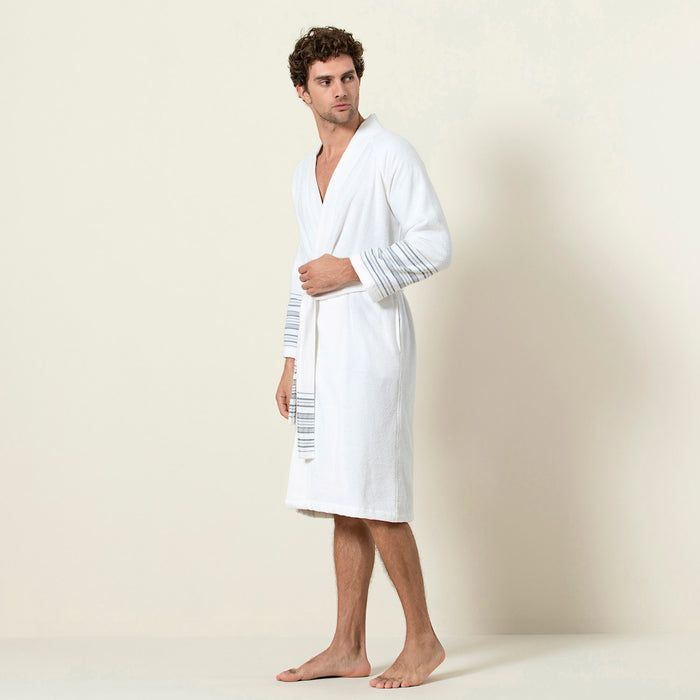 Derin Bamboo Unisex Bathrobe White-Blue