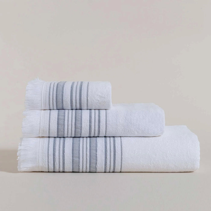 Derin Bamboo Hand Towel 30x50 cm White-Blue