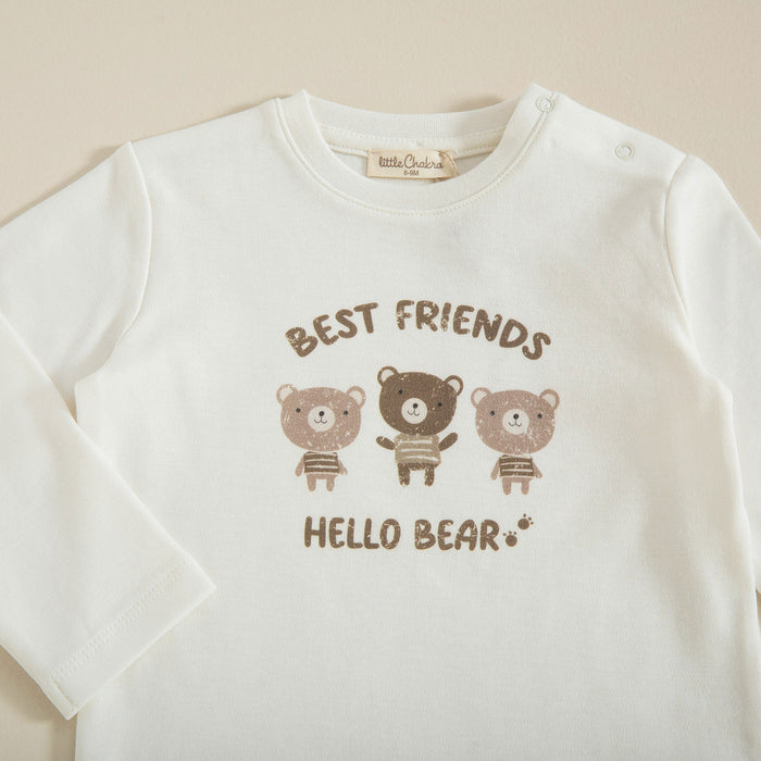 Baby Bear Printed Tshirt Ecru