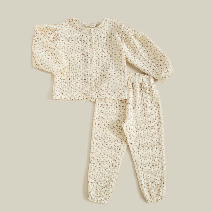 Pyjama Set With Button Ecru