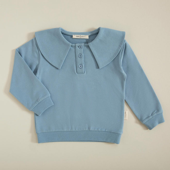 Tiny House  Sweatshirt With Collar Detail Blue