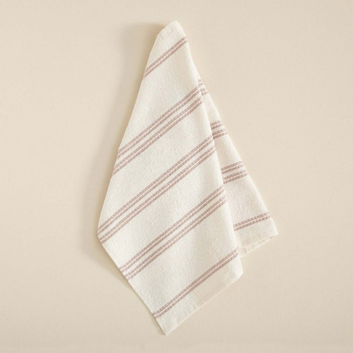 Strisce Tea Towel Ecru-Pink