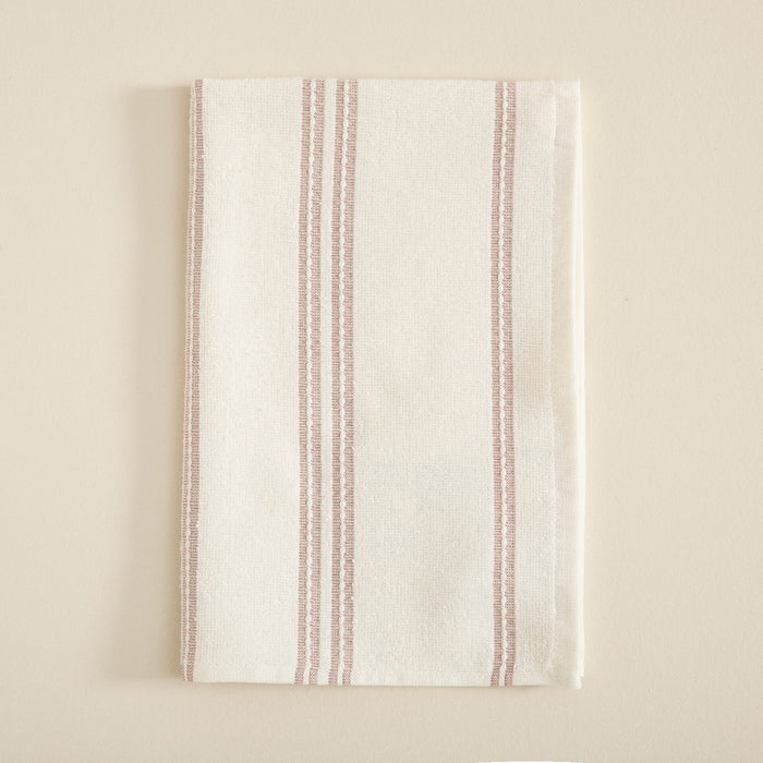 Strisce Tea Towel Ecru-Pink