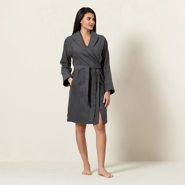 Solid Bamboo Unisex Bathrobe Anthracite