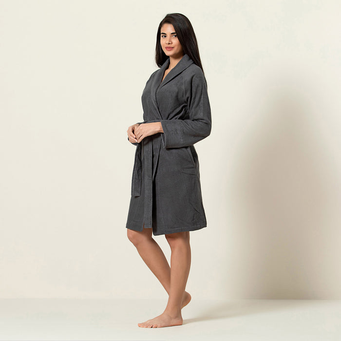 Solid Bamboo Unisex Bathrobe Anthracite