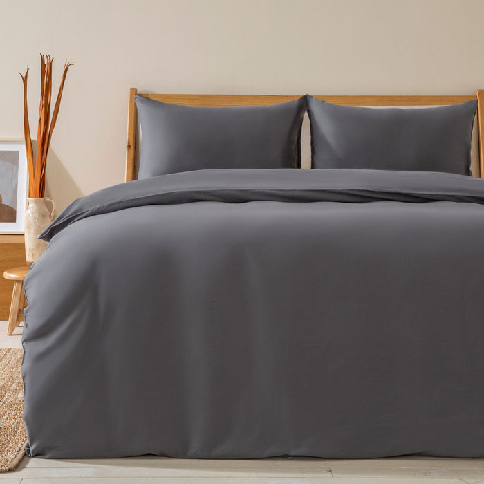 Alana Duvet Cover Set Double Size 200x220 cm Dark Grey