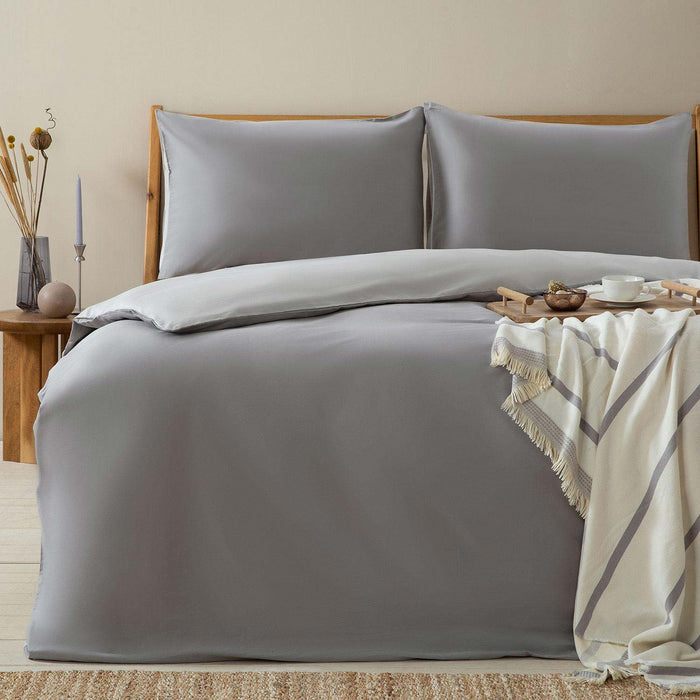 Bettie Duvet Cover Set Single Size 160x220 cm COOL GREY/GREY