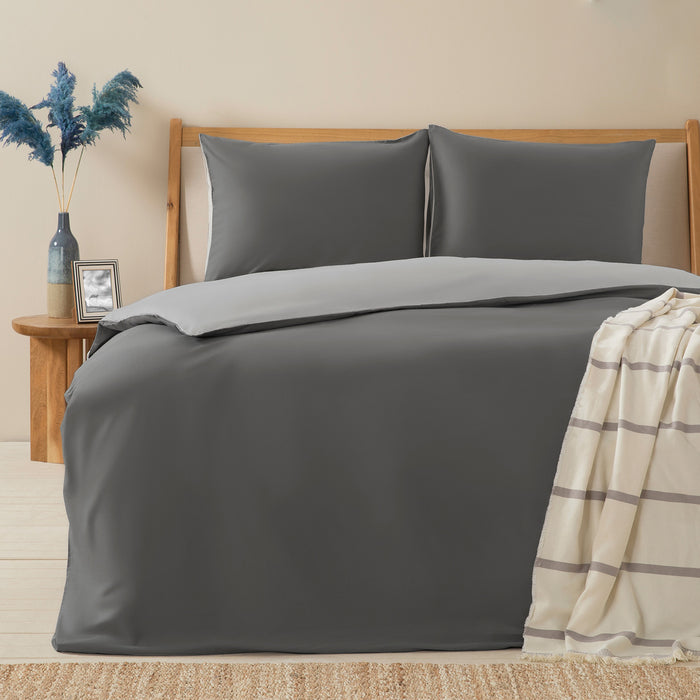 Bettie Duvet Cover Set King Size 230x220 cm DARK GREY/COOL GREY