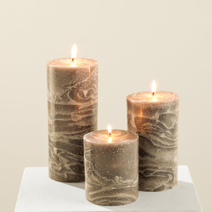 Marblo Pillar Candle 10 x 10 cm Beige