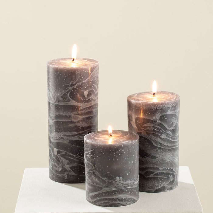 Marblo Pillar Candle 10 x 10 cm Grey