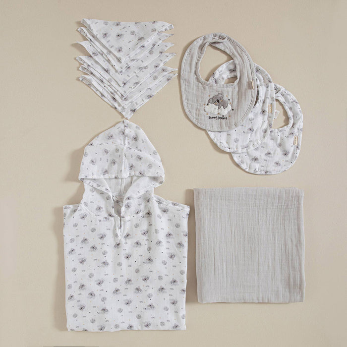 Koala Muslın Blanket Set Grey